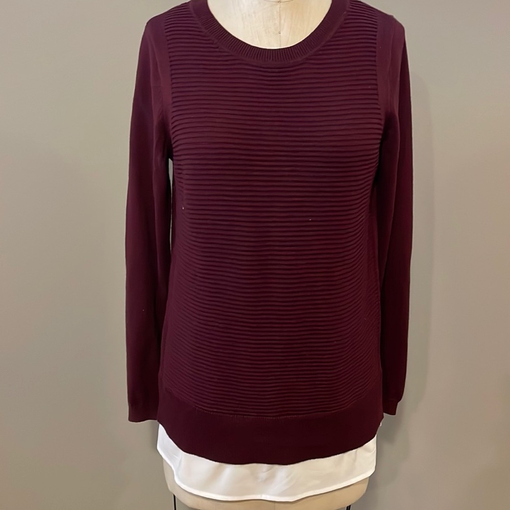 Hilary Radley lightweight ribbed maroon sweater